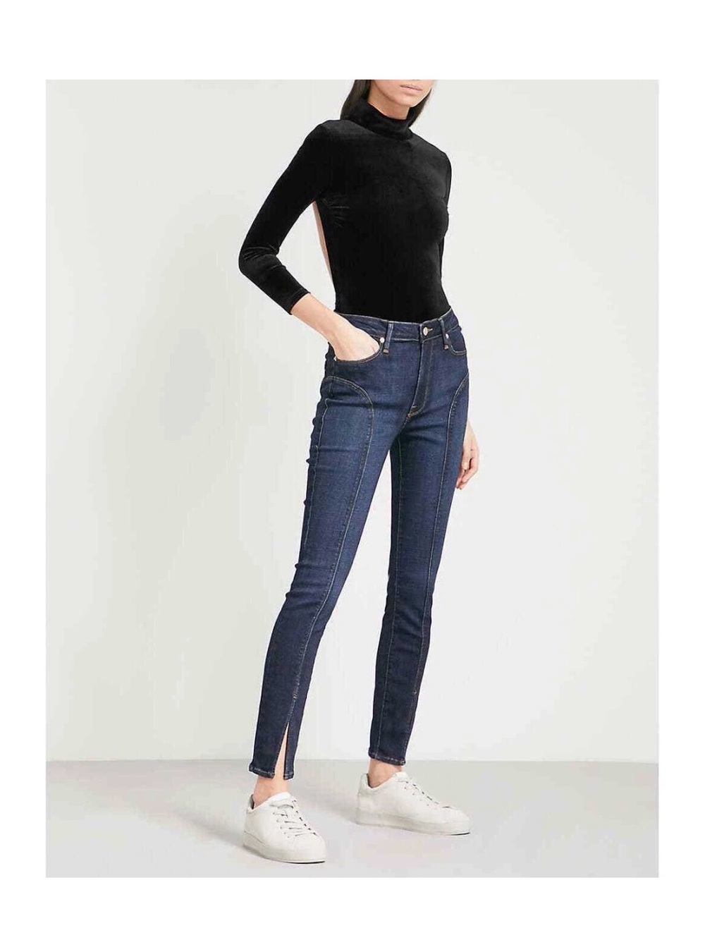 Good American GOOD legs Crop Curvy Piecing Split Hem Skinny Jeans Size 8 29